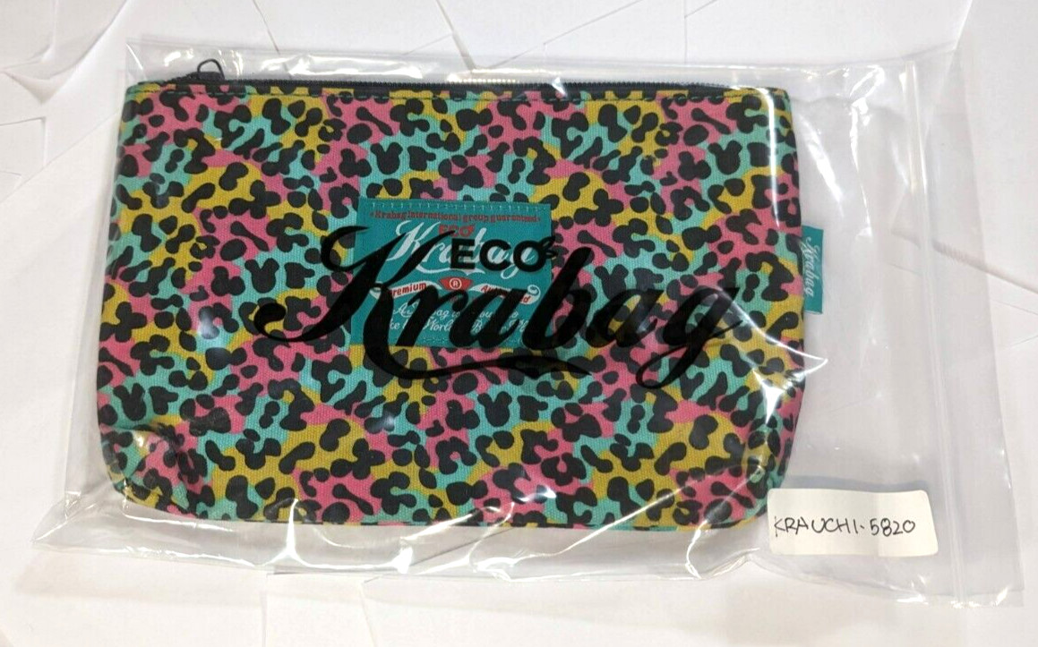 Kravitz Krabag Cotton Eco Zipper Pouch Bag Teal Pink 8.5x6in KU1-5820 Japan