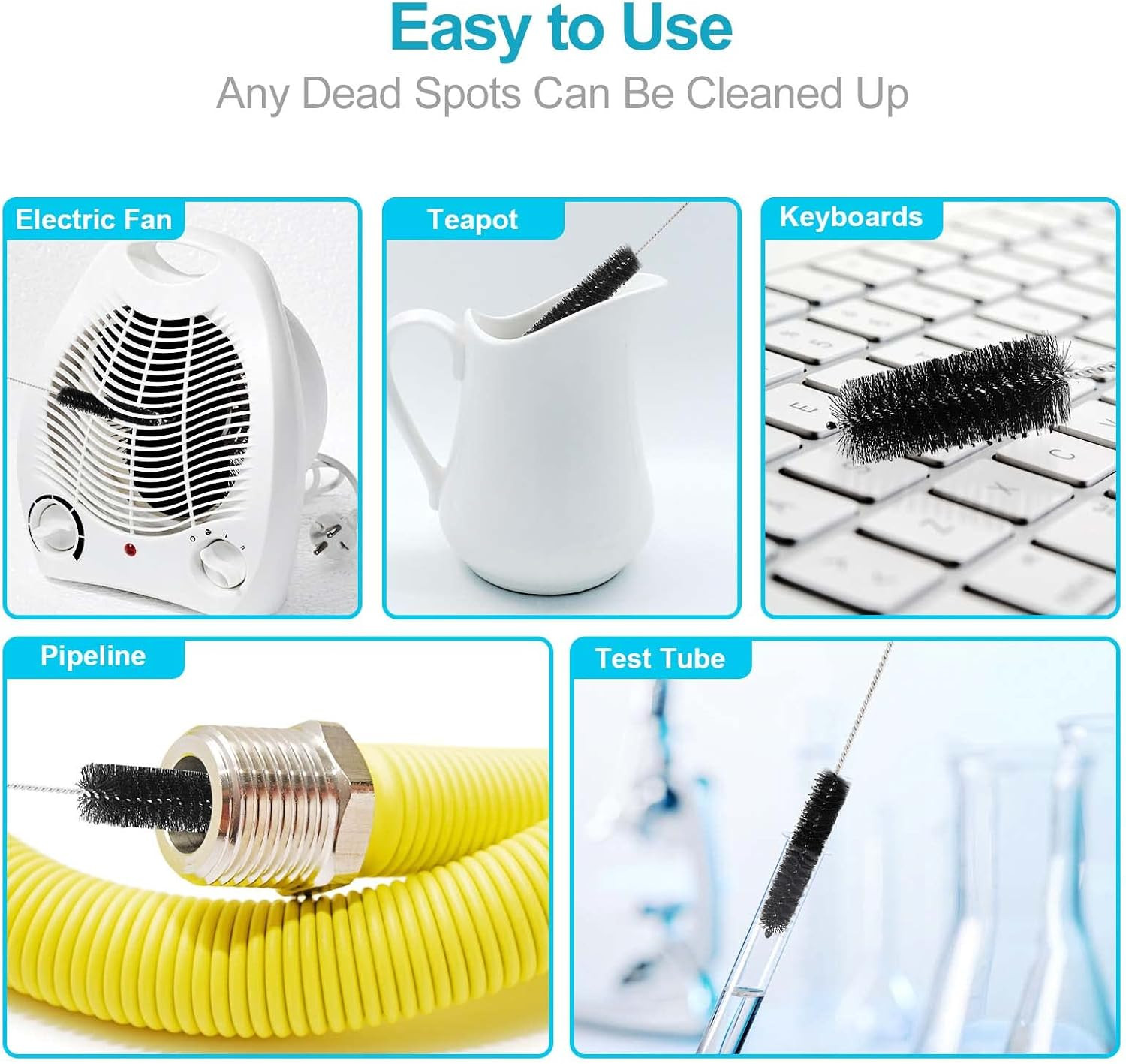 Nylon Straw Brush Cleaner Bottle Tube Pipe Small Long Cleaning 10Pcs Set USA
