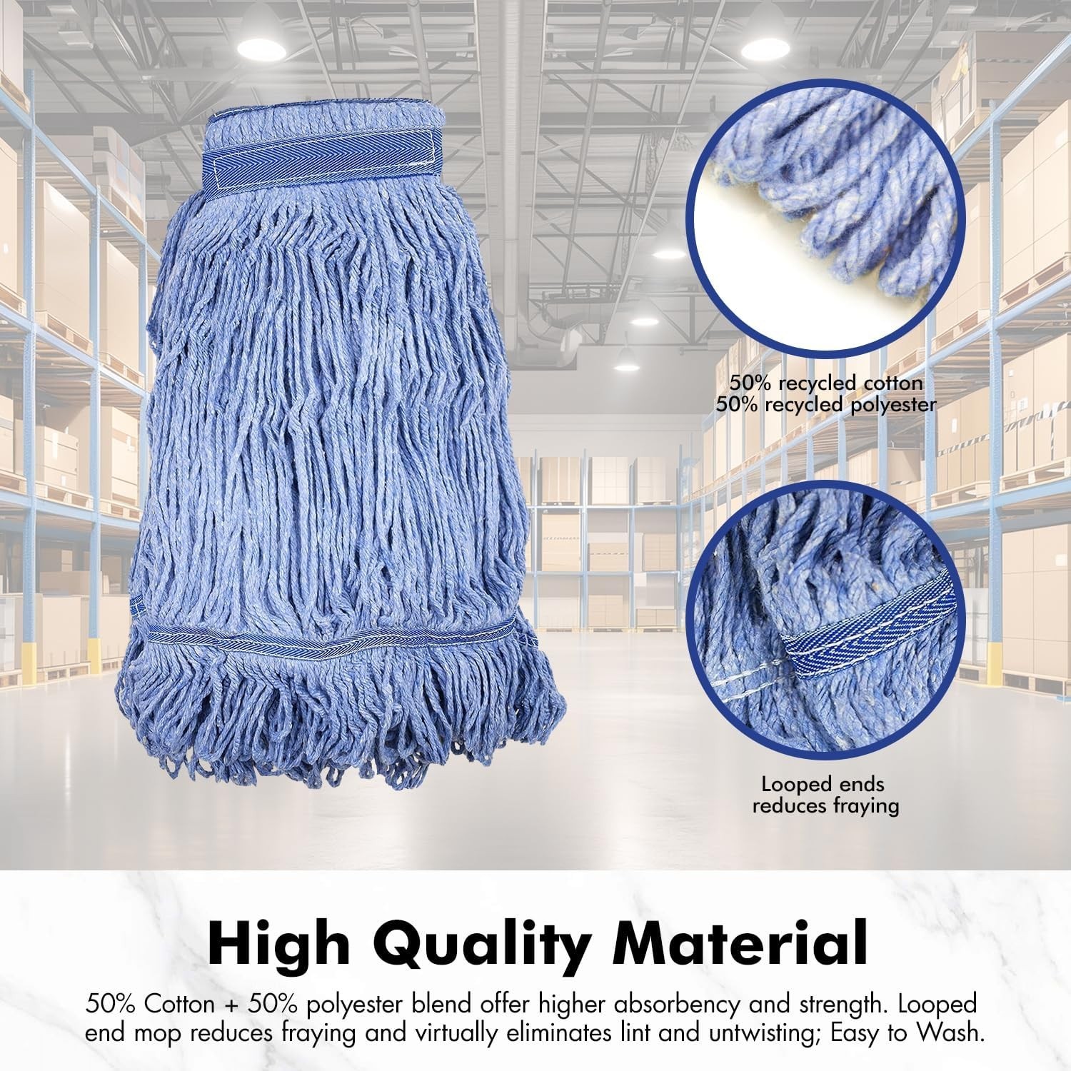 6 pack ,Commercial Mop Head Replacement, Heavy Duty Industrial Cotton Mop Heads