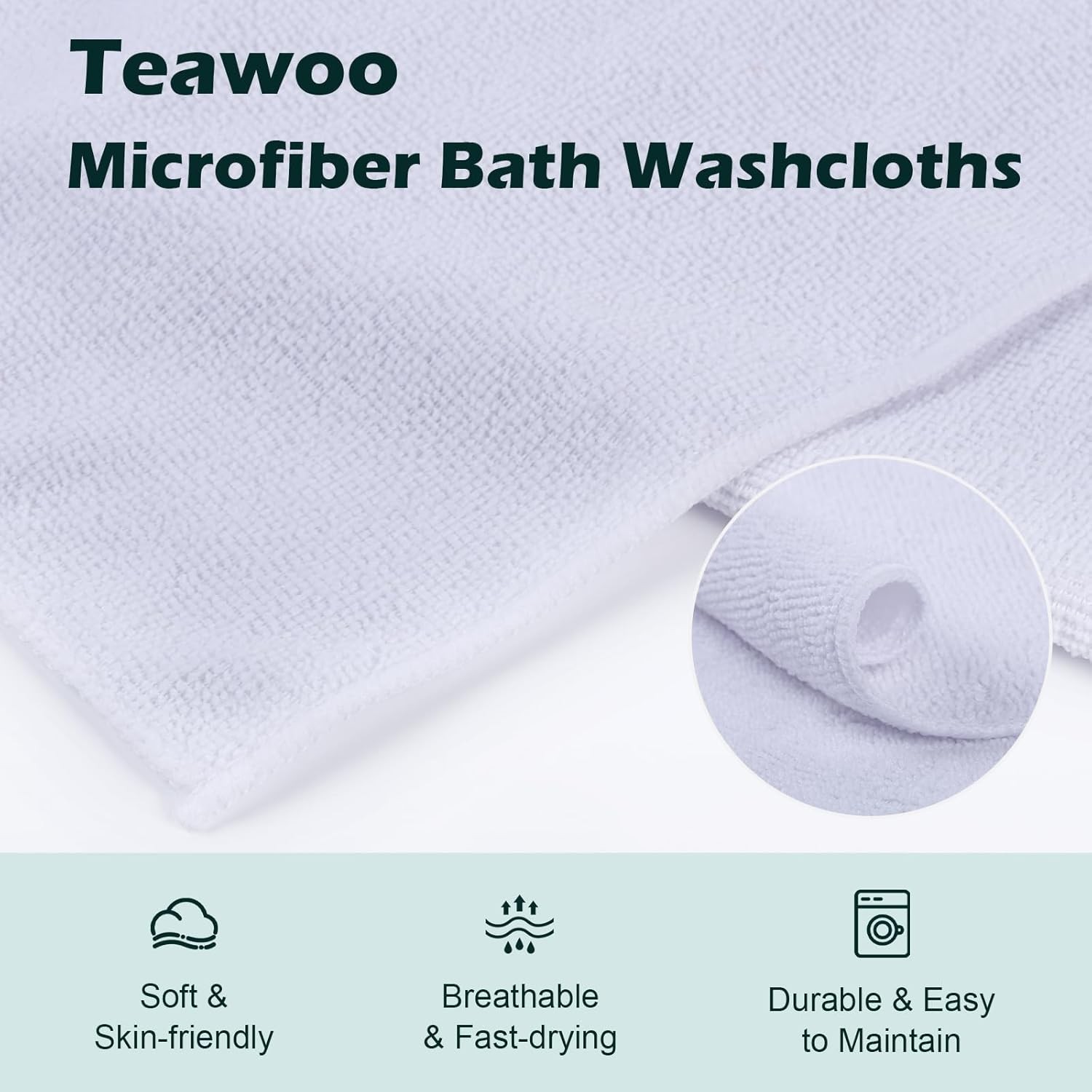 White Washcloths 15 Pack, Highly Absorbent & Quick Drying Face Towels, Premium