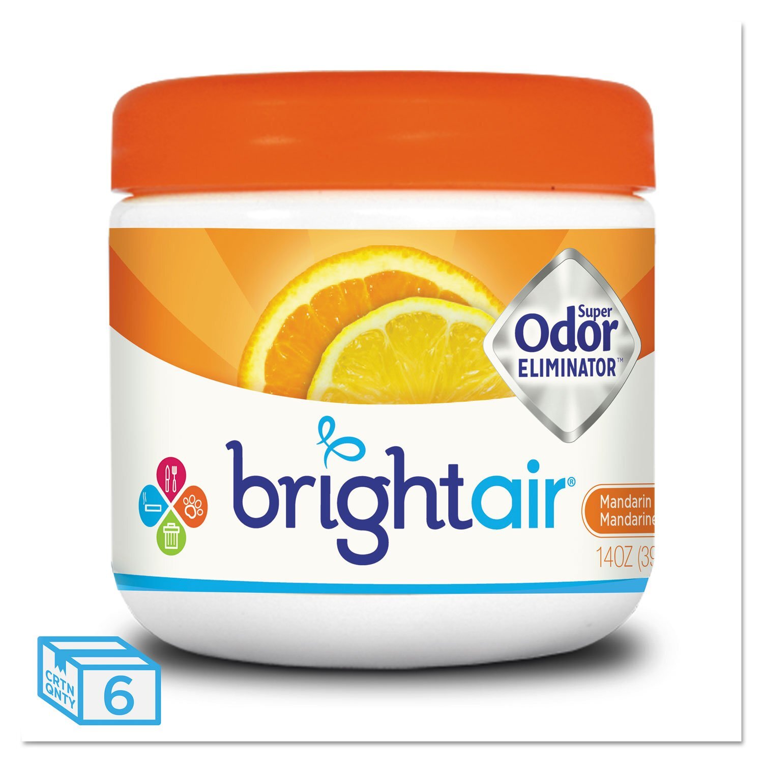 6 Pack 14 Ounce Mandarin Orange Fresh Lemon Deodorizer Solid Gel 90 Days