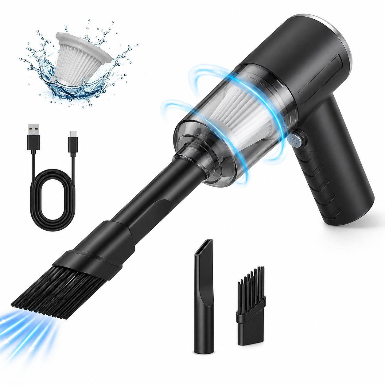 Cordless Mini Vacuum Cleaner Air Duster USB Rechargeable Handheld Blower