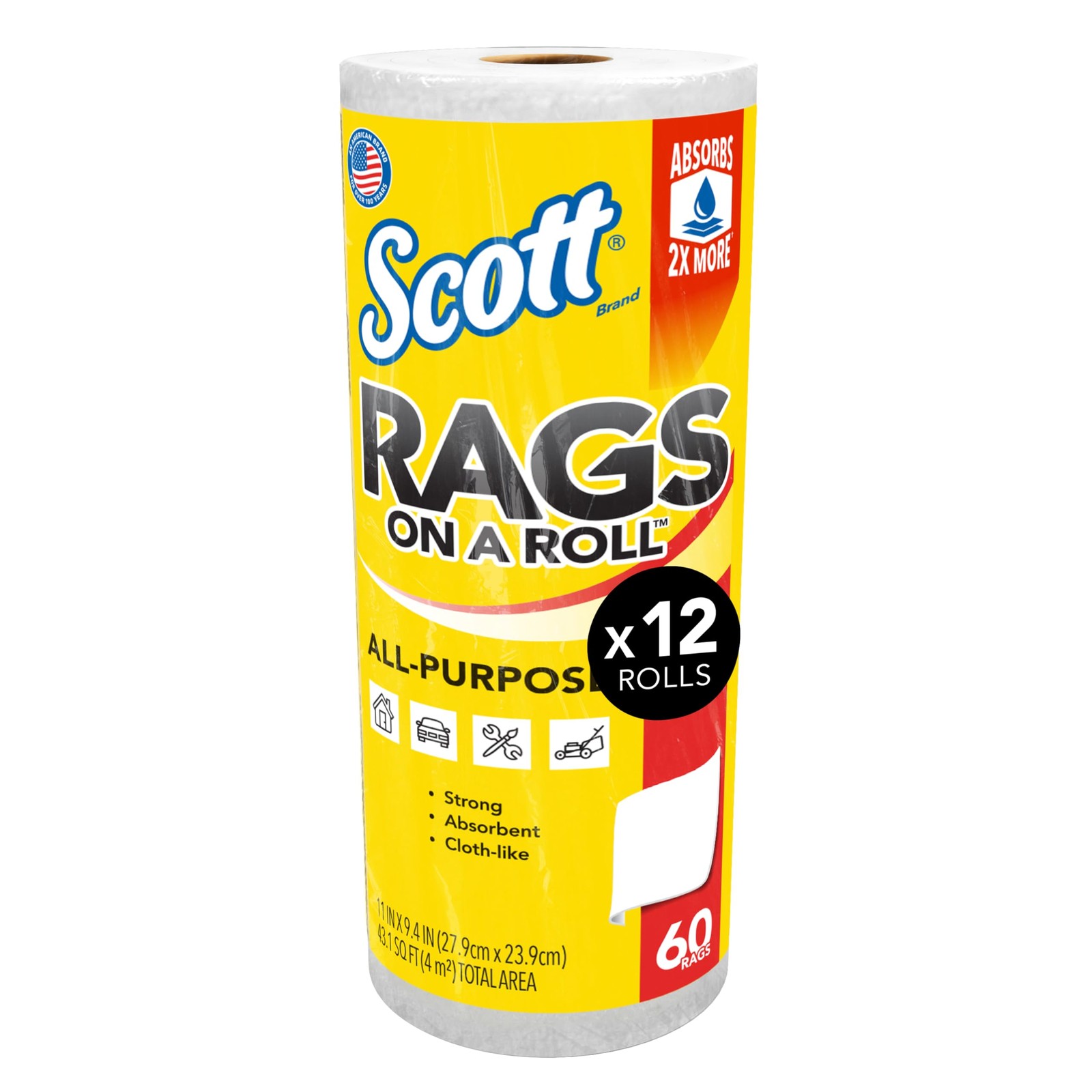 Scott 54992 Rags In A Box Rags On A Roll Paper Towels 9.4″x11″ 12 Rolls 720