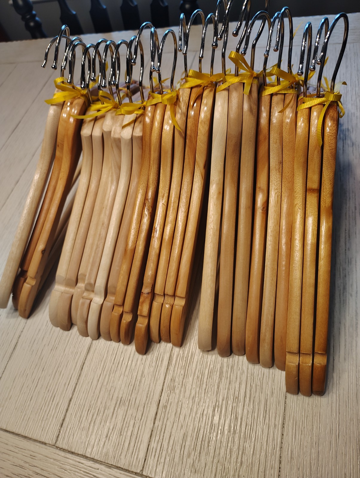 24pk Wood Suit Coat Hangers Natural Brown Closet Wardrobe Heavy Duty