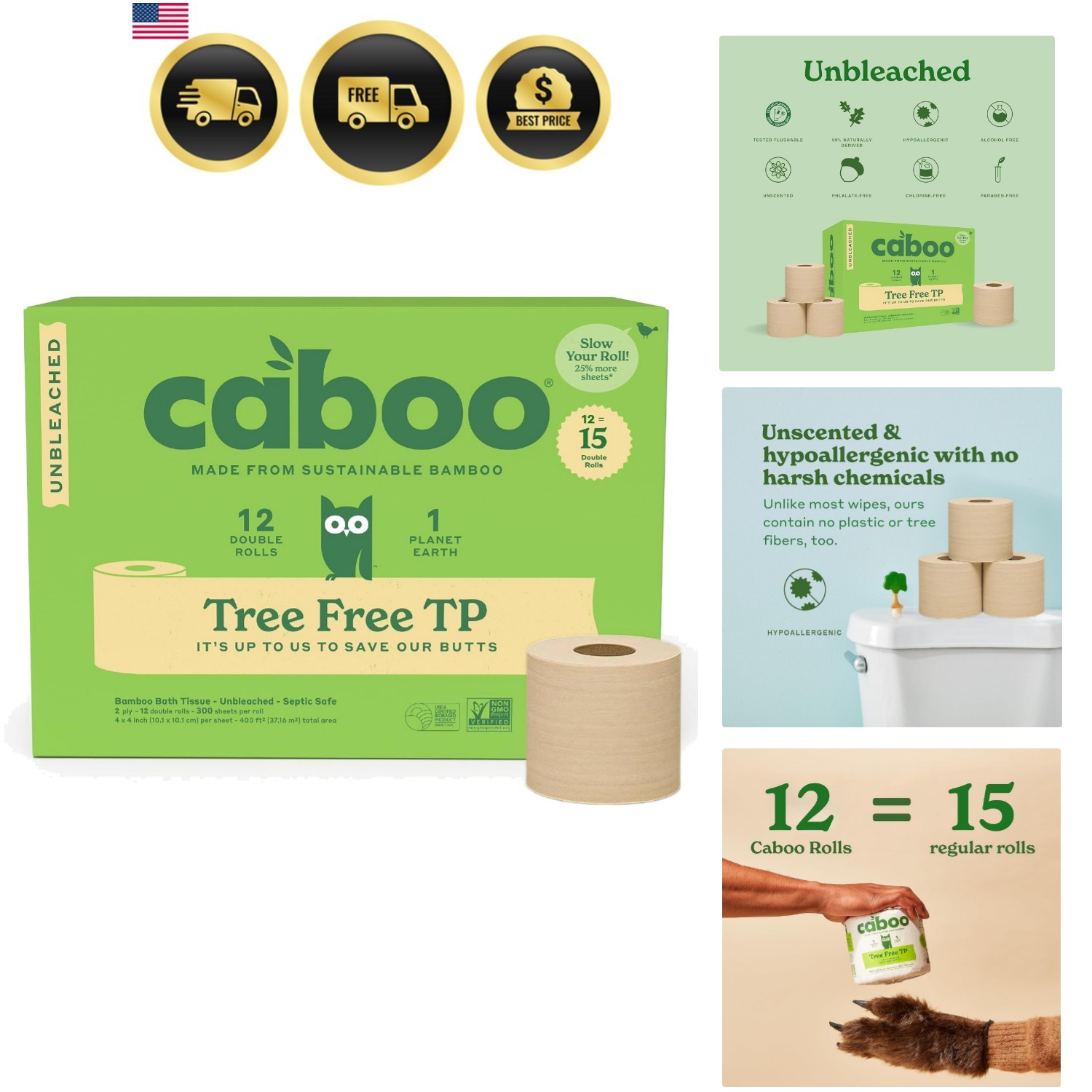 Tree Free Unbleached Toilet Paper | Plastic Free Packaging, Septic Safe, Eco …
