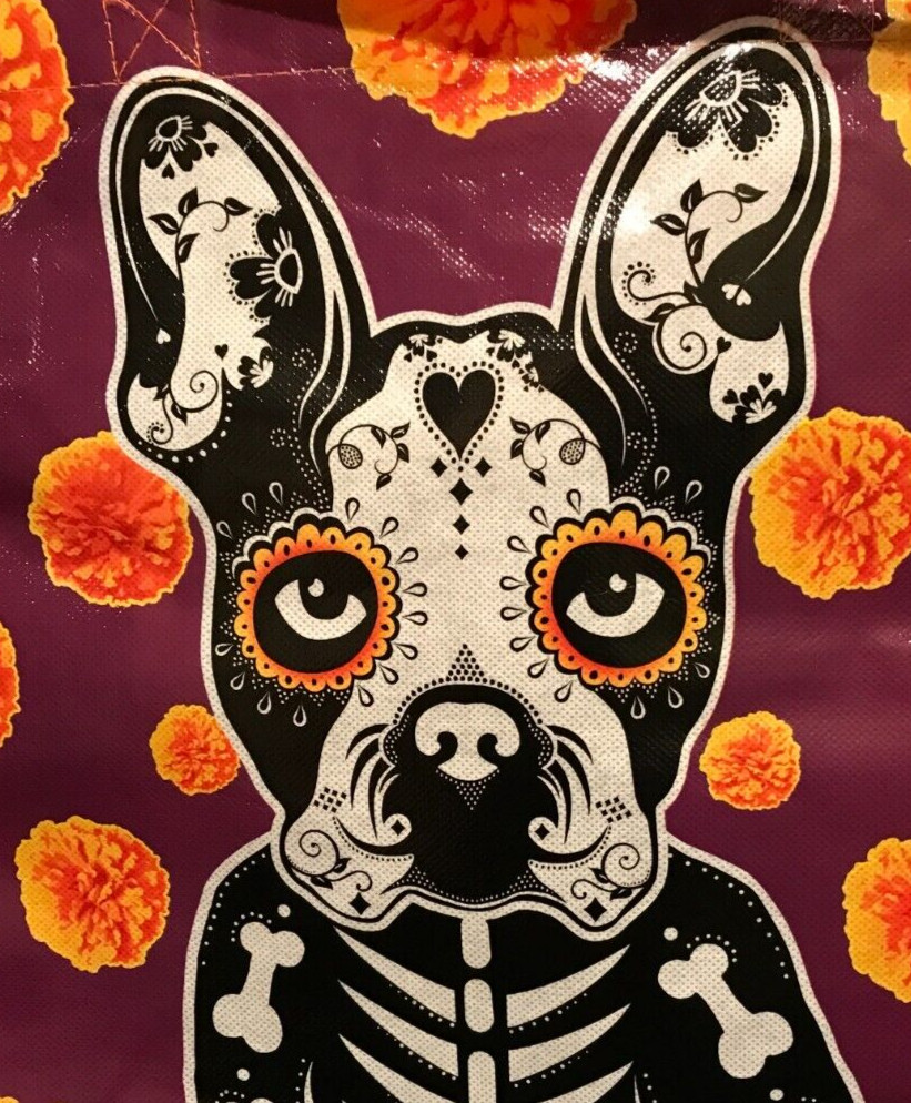 French Bulldog Puppy Reusable Shopping Grocery Gift Bag Approx. 5 3/4 x 13 x 14″