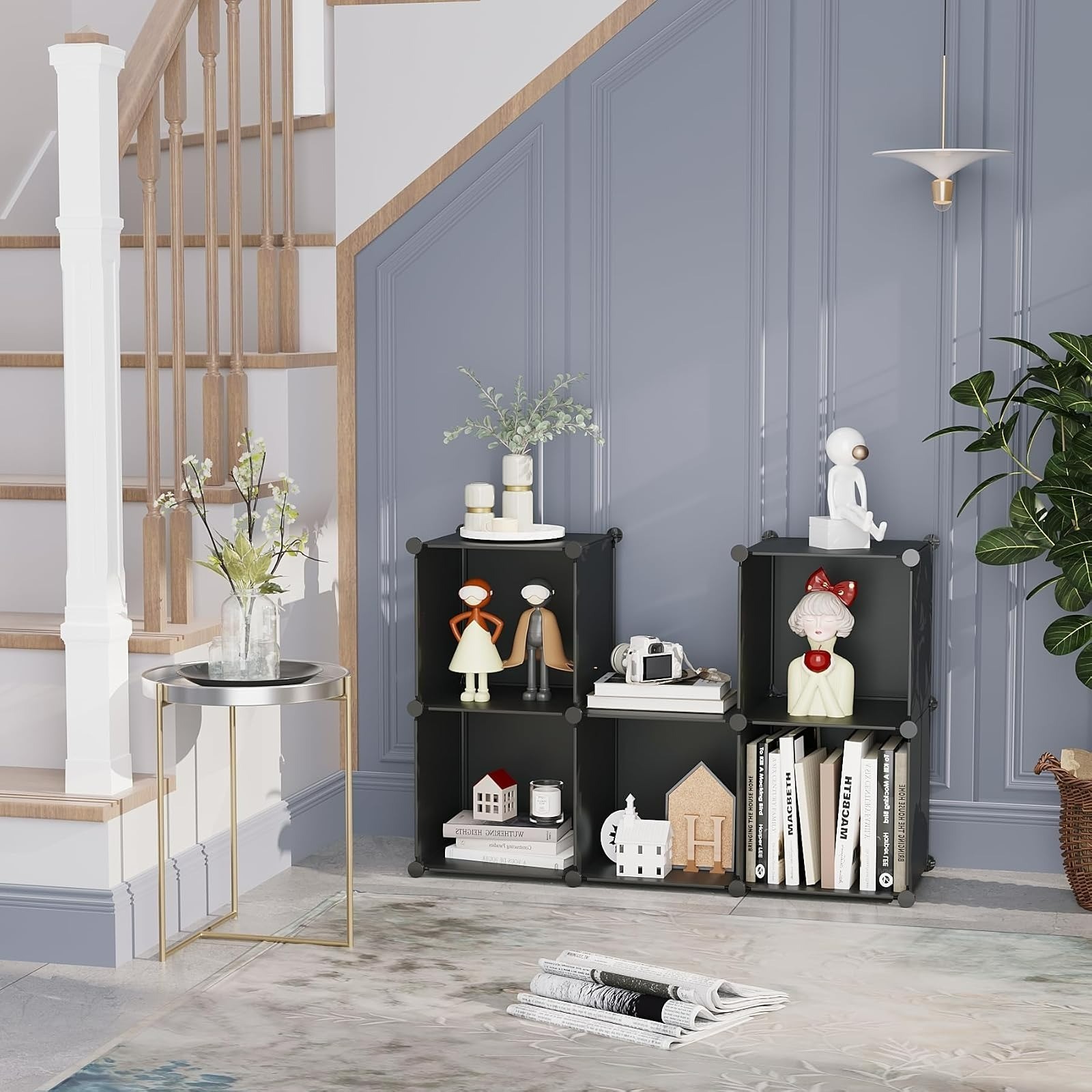 C&AHOME 6-Cube Storage Organizer Black | Stackable Modular Shelving Unit