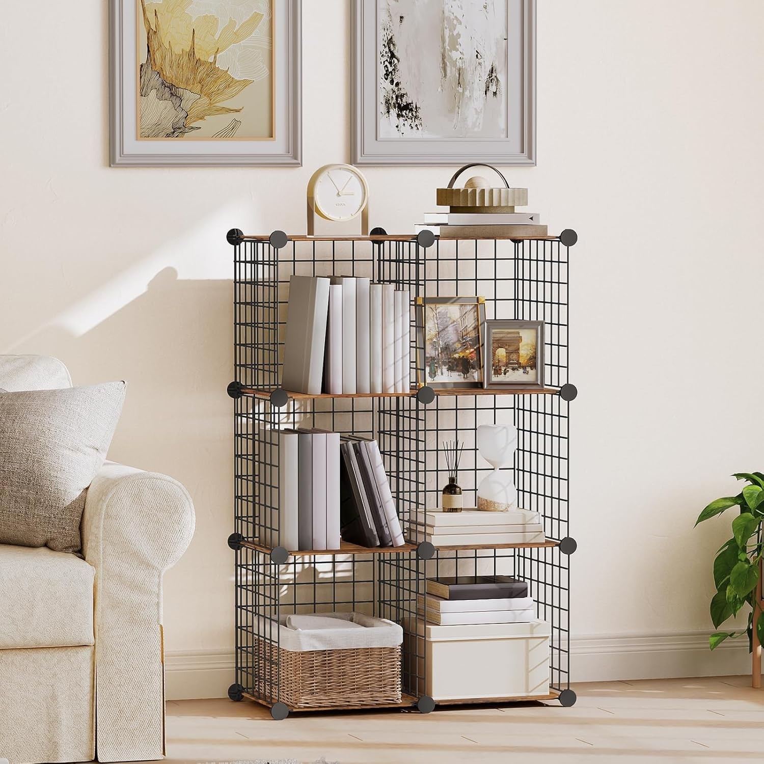 Wire Cube Storage Organizer 6-Cube Metal Grid Storage Organizers Modular Closet