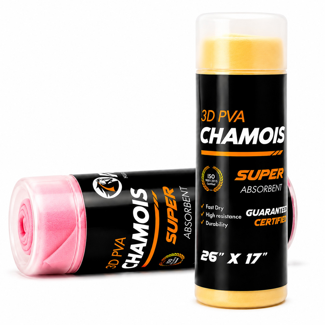 Shammy Car Drying Chamois 2-Pack 26x17in Ultra-Absorbent PVA Microfiber Towels