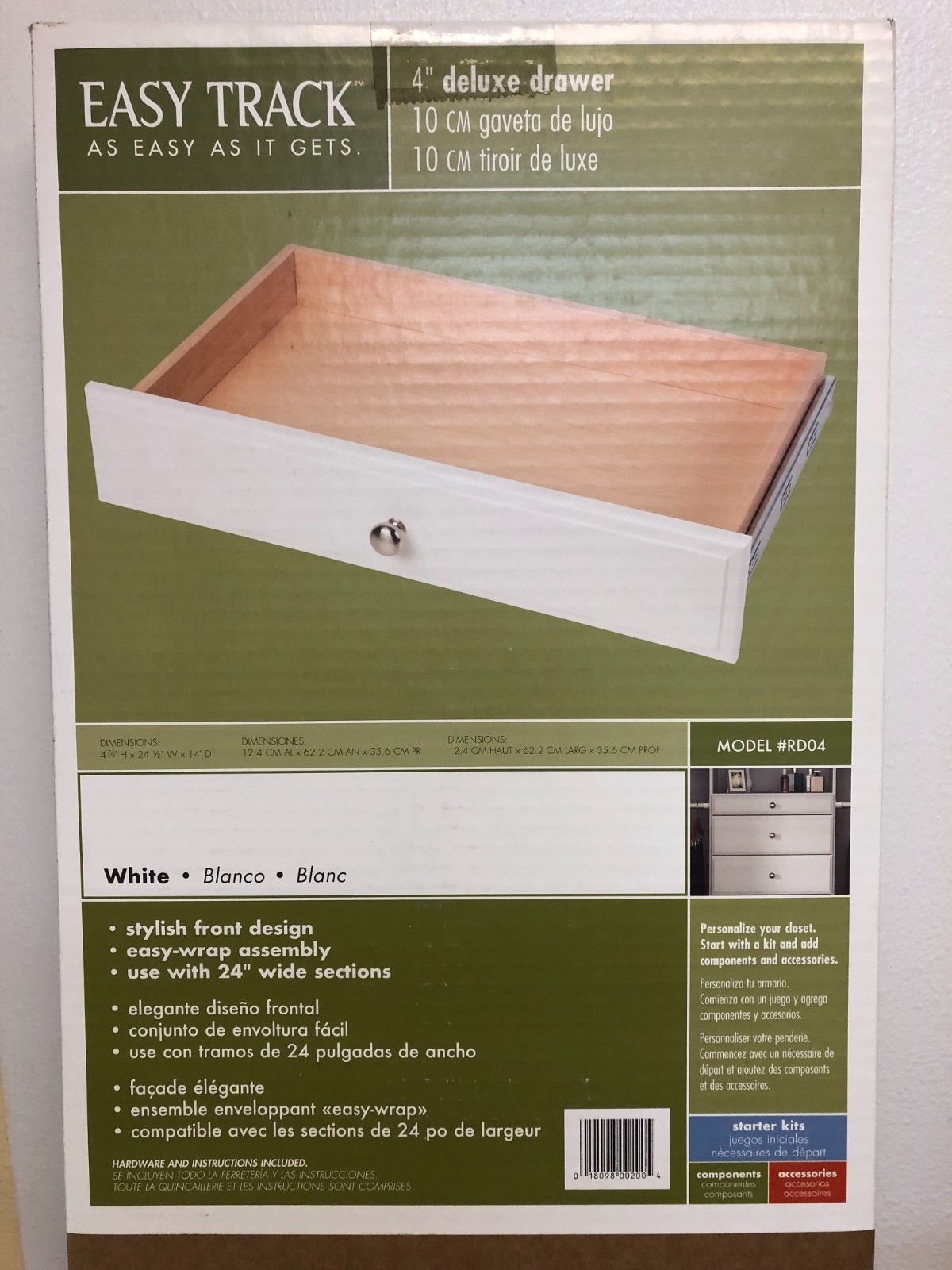 Easy Track RD04 4 in. H X 24 in. W X 14 in. L Wood Deluxe Drawer