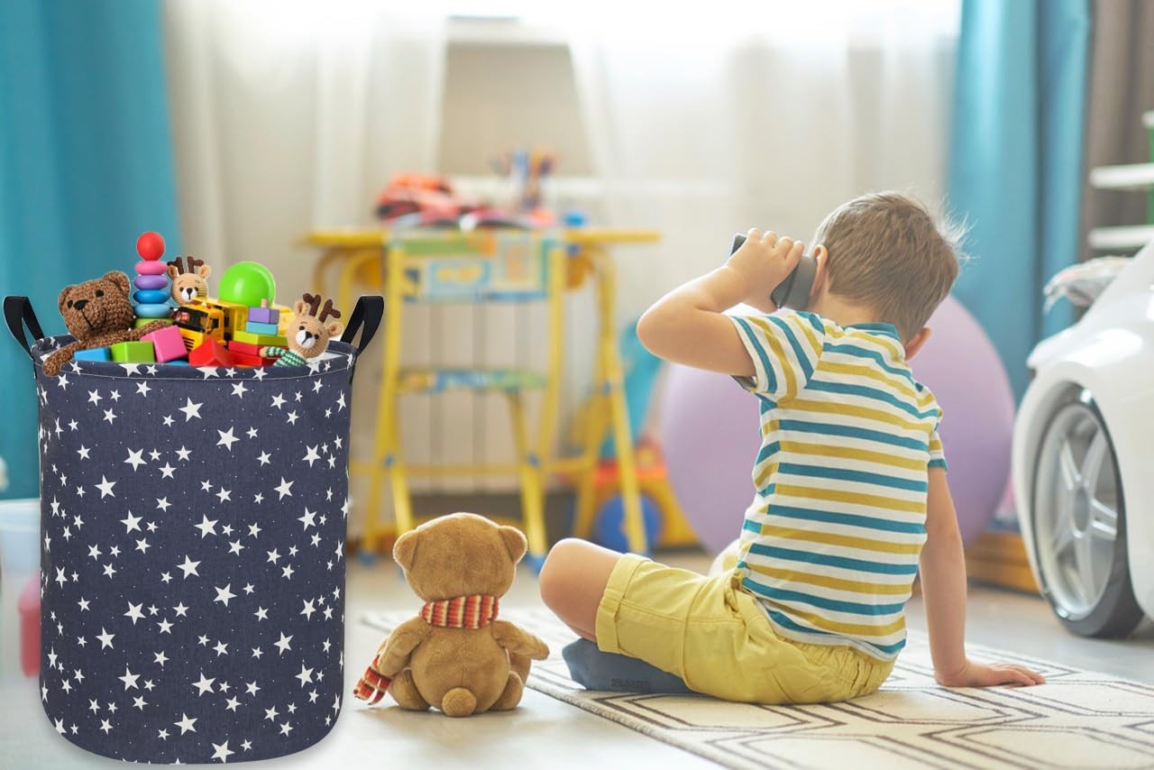 Blue Star Laundry Hamper, Kids, Collapsible Basket, Storage, Toy Organizer