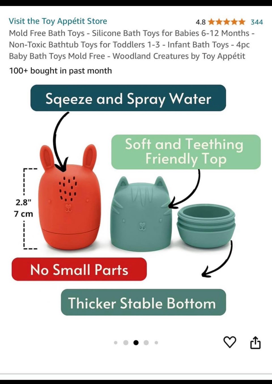 Silicone Bath Toys, Bath Toys for Infants 6-12 Months, Eco-Friendly Non Toxic…