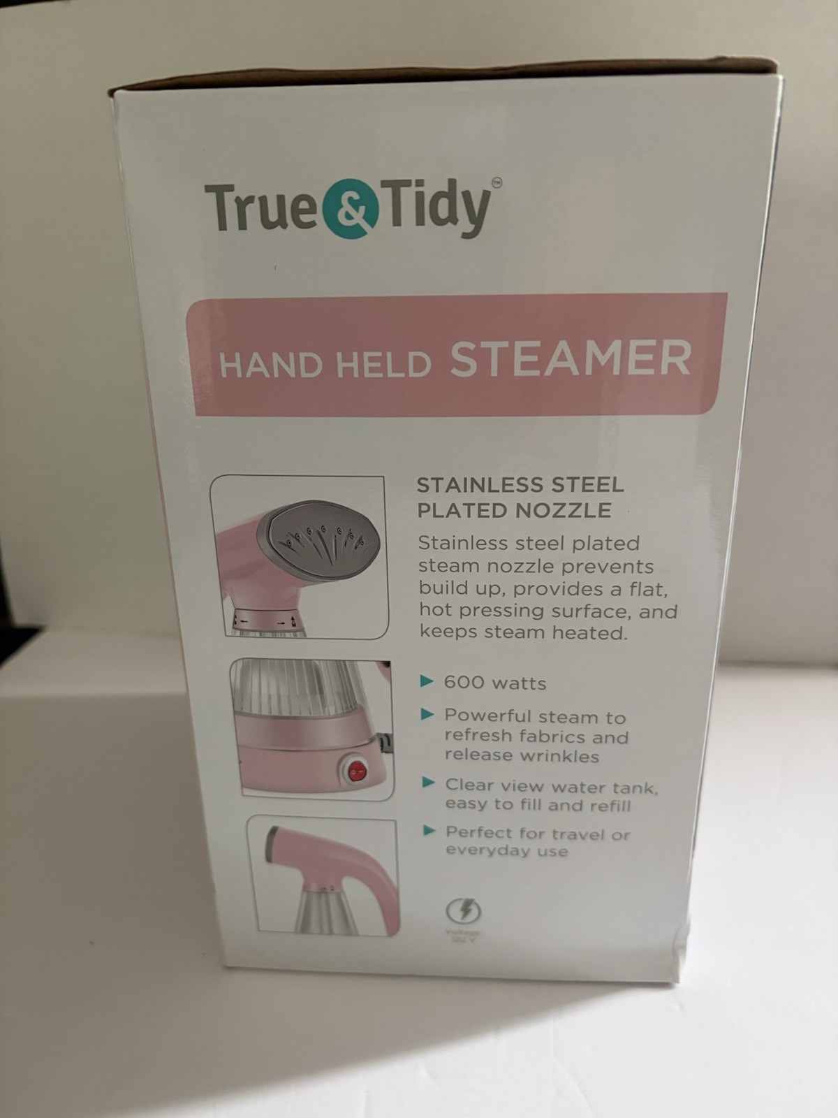 True & Tidy HandHeld Steamer TS-20 Stainless Steel Nozzle+Fabric Brush 600 Watts