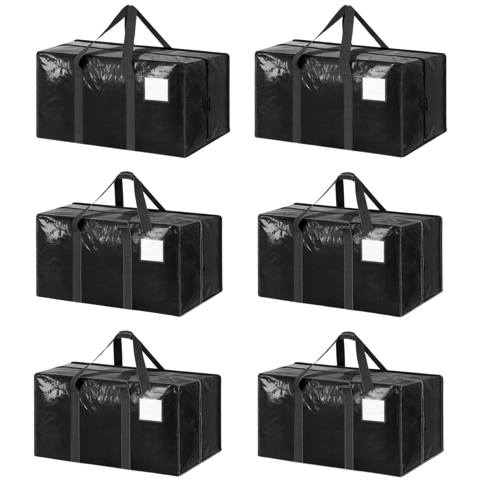 Heavy Duty Moving Bags 6 Pack 23Gallon Extra Large Storage Totes Black 180 GSM