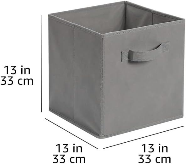 Foldable Fabric Storage Cube with Handle, Gray, 13x13x13 inches, 6-Piece Set