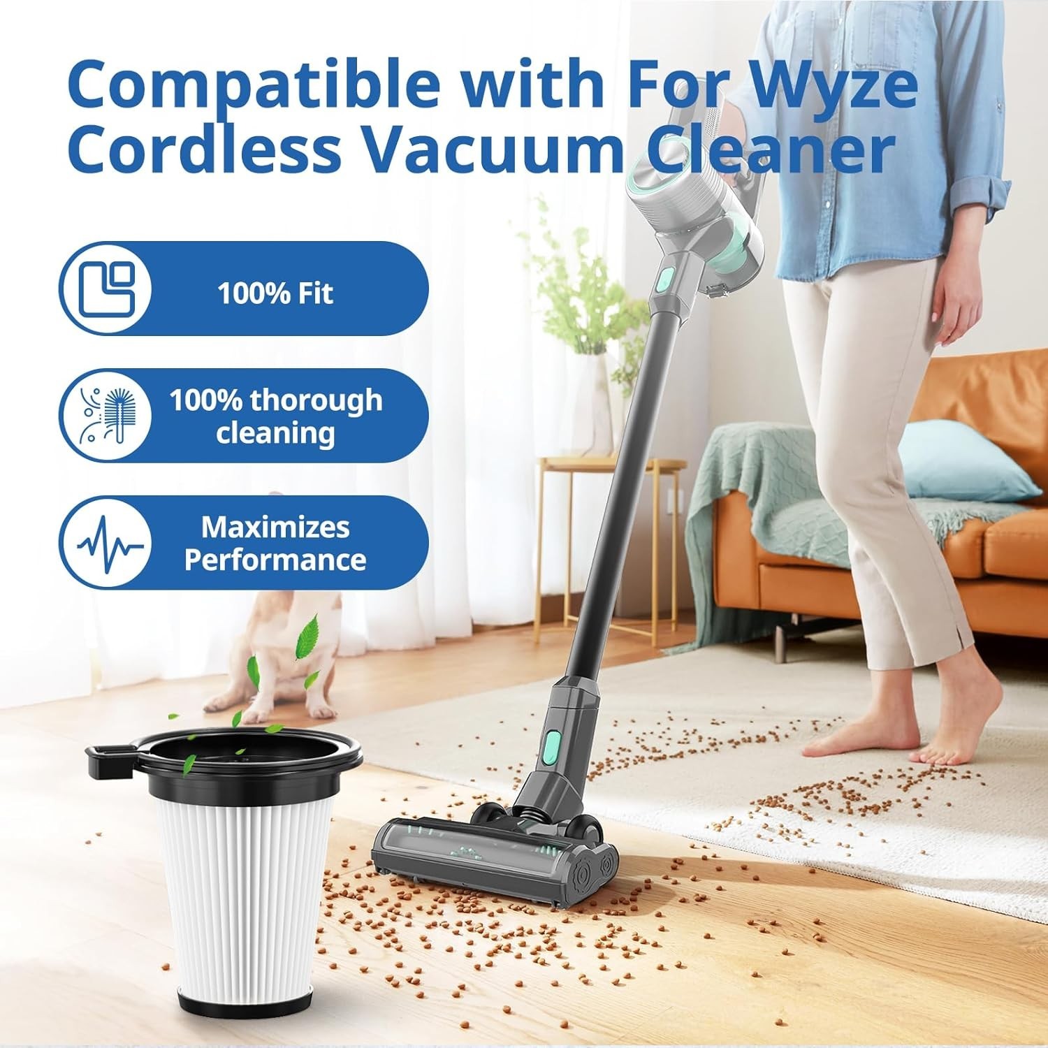 Replacement Filters for Wyze Cordless Vacuum Cleaner,Removable and Washable |…