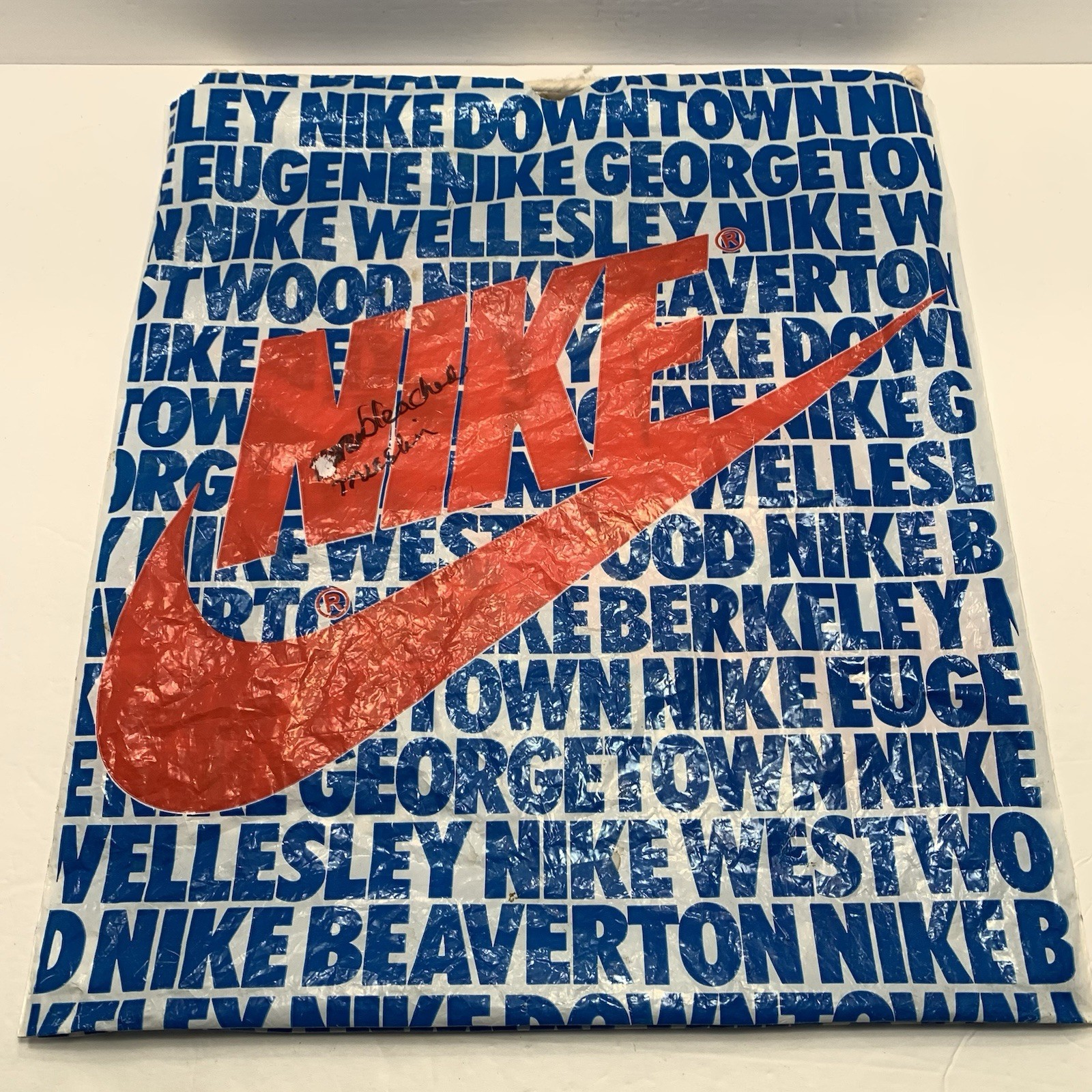 Vintage NIKE Town Plastic Shopping Bag Location Spell Out Portland USA Rare VTG