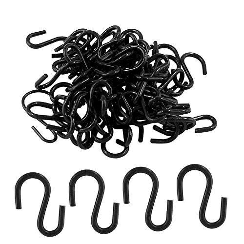 Metal S Hooks, Black Pcs, S Shaped, 0.75′ 0.75” Length, 1.8mm Thickness 60