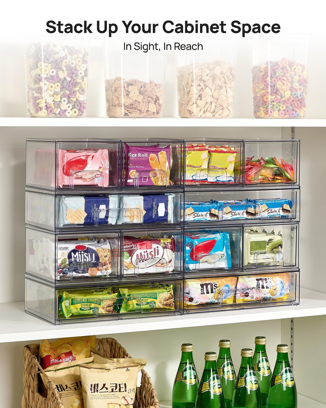 Vtopmart Clear Stackable Storage Drawers 12.1 inches x 7.8 inches, colorless