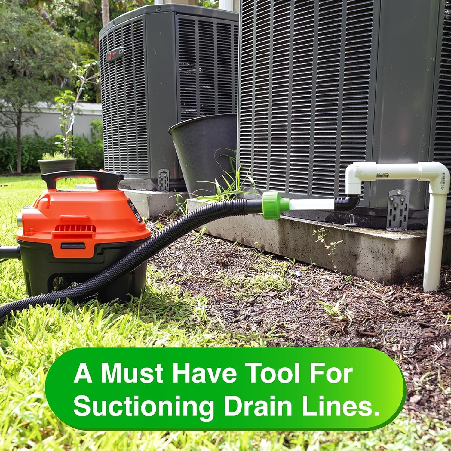 AC Drain Line Cleaner Adapter Evacuates & Unclog AC Drain Line – HVAC to PVC AC