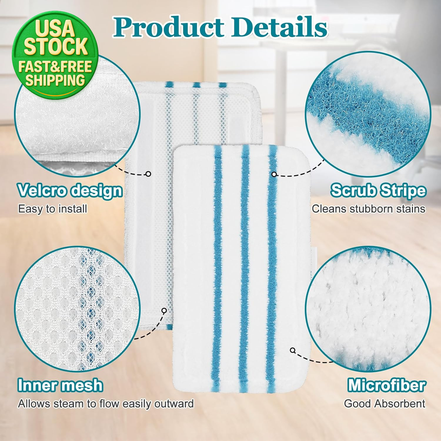 4 Pack Microfiber Steam Mop Pads for Black and Decker SM1600 SM1610 SM1620