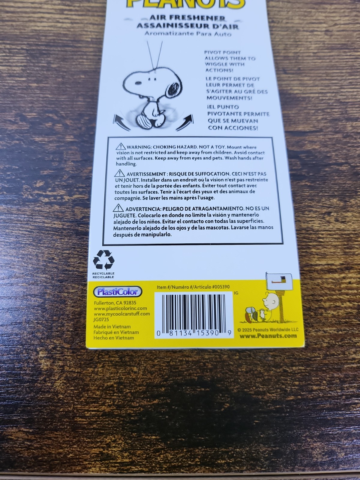 Peanuts New 2025 Snoopy Rear View Air Freshener Vanilla