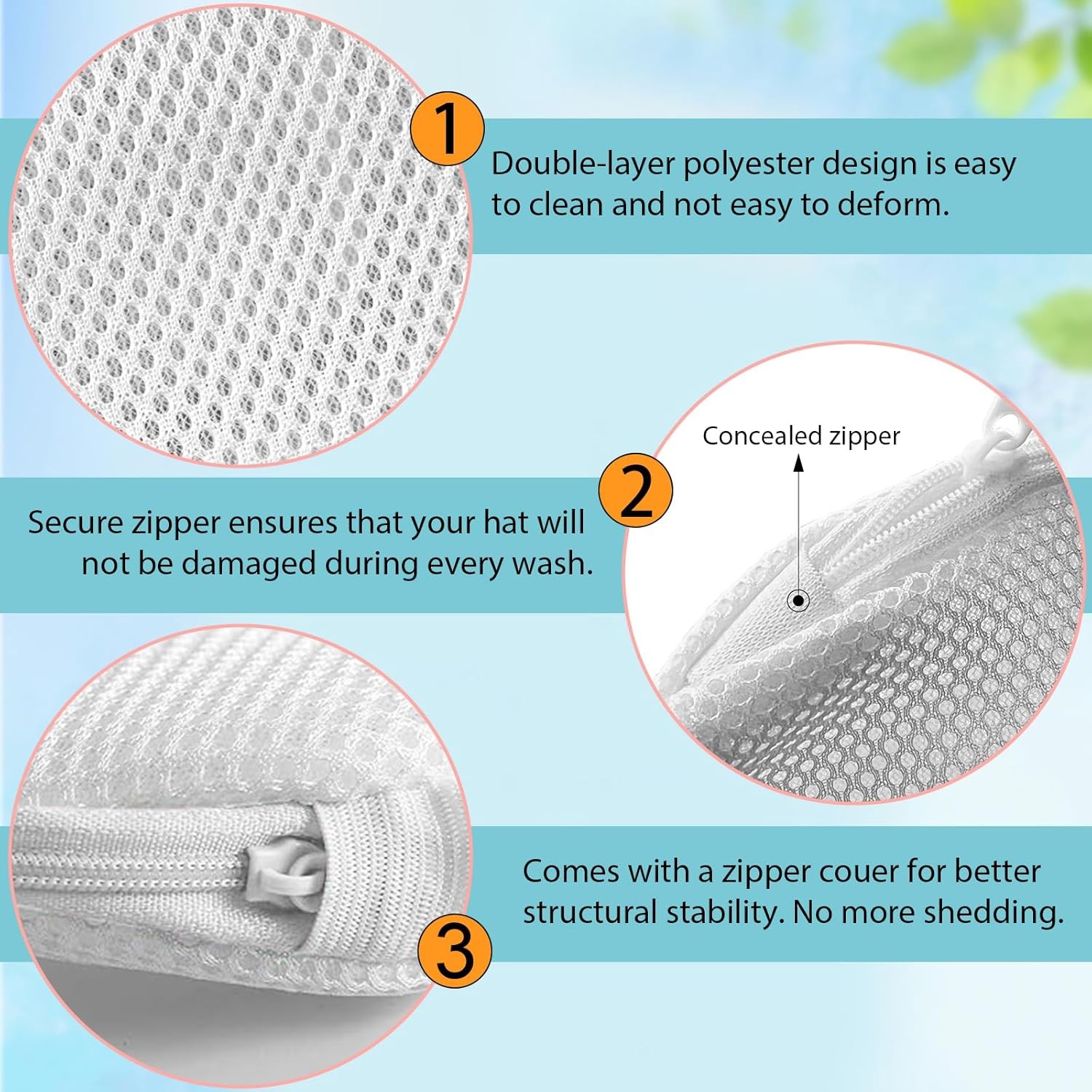 Coopache 1 Pack Hat Washer Cage for Washing Machine Ball Cap One Size, White