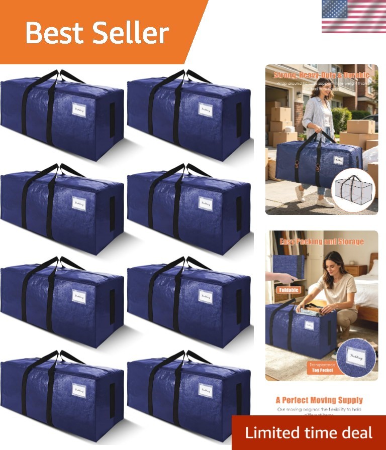 8 Pack Extra Large Heavy-Duty Moving Bags – 200LB Capacity for Safe Storage