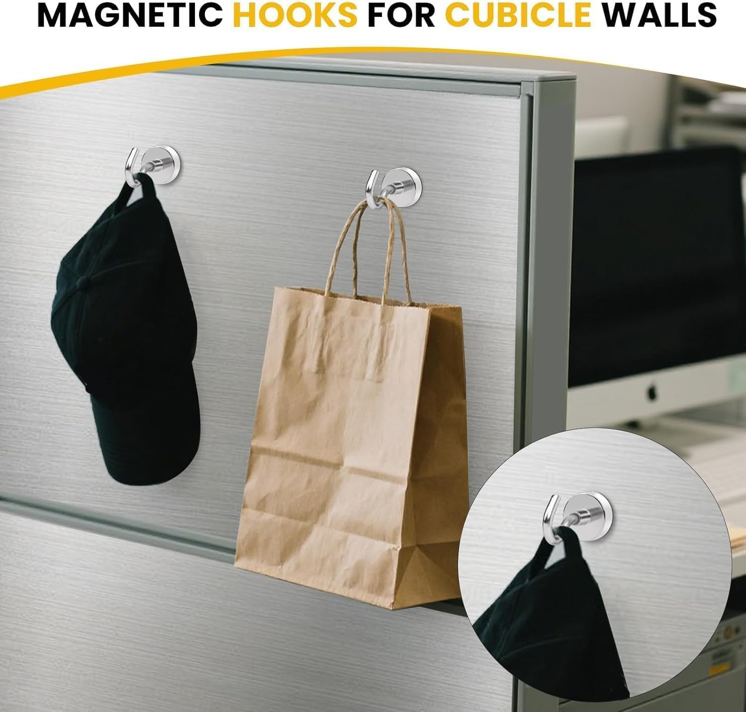 Durable Stainless Steel Magnetic Hooks – 10 Pack 30lbs for Cabinets & Classrooms