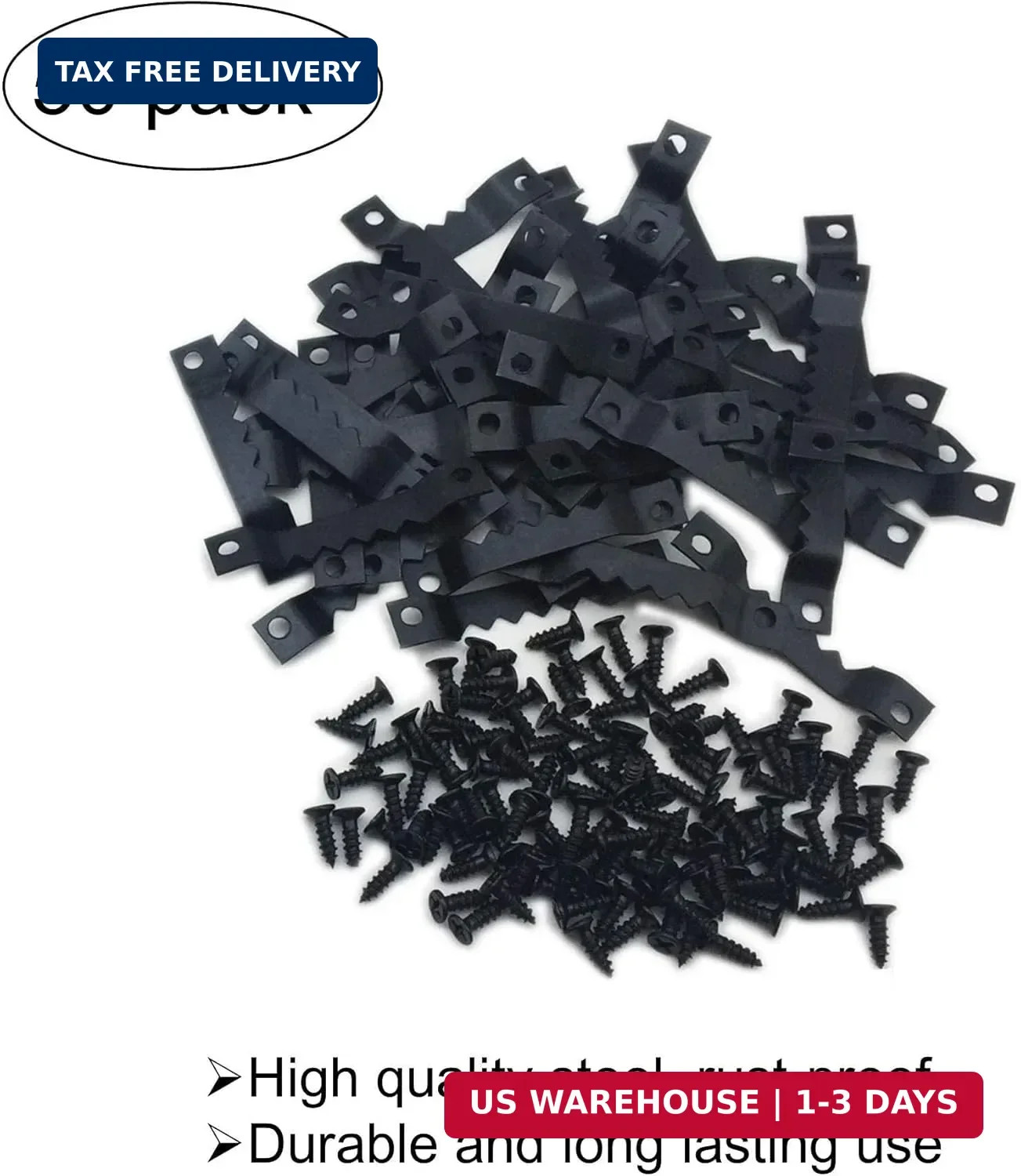 50 Pack Small Sawtooth Picture Hangers – Steel Picture Hanging Solutions with Sc