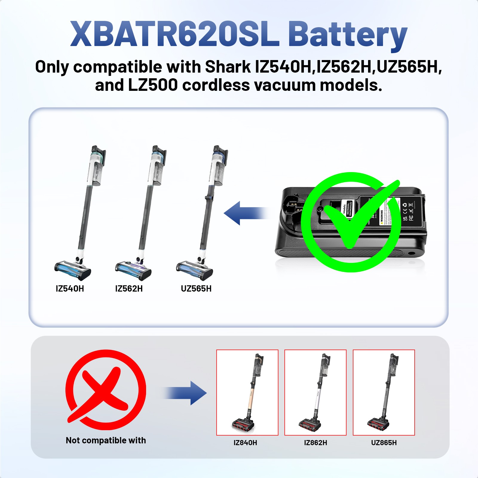 New XBATR620SL LITHIUM-ION BATTERY For SHARK UZ565H IZ531H IZ540H IZ562H IZ662H