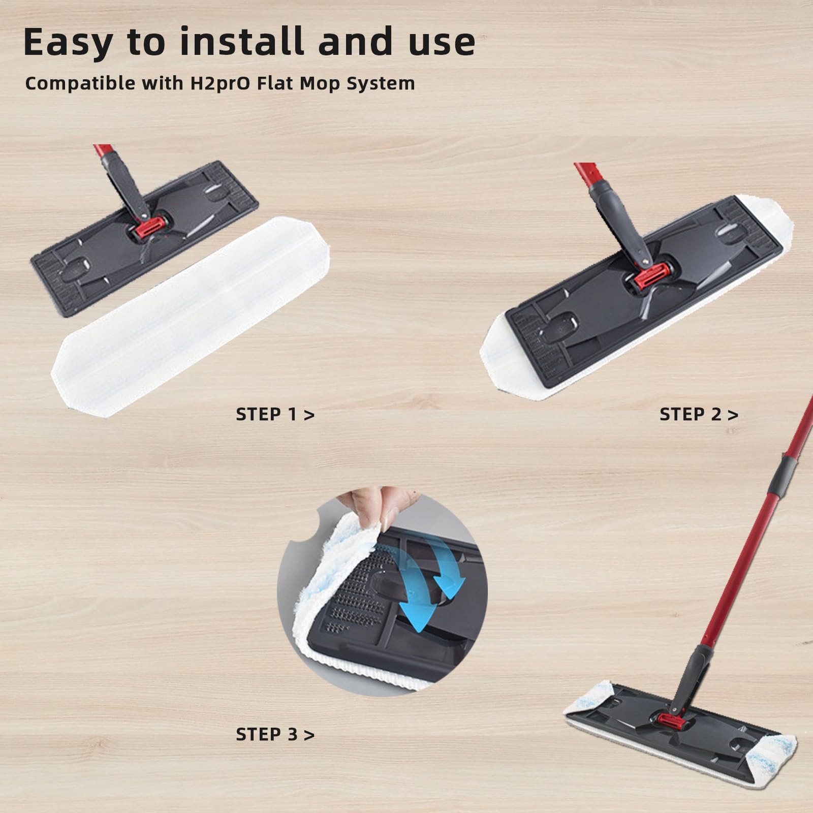 Bycarm Flat Mop Replacement Pads Compatible with O Cedar H2prO , H2pro Flat M…