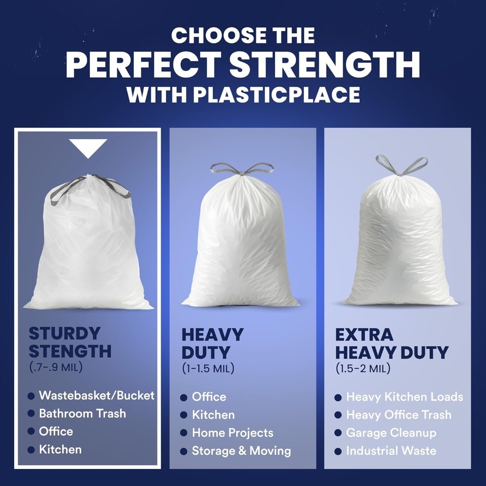 4 Gallon White Drawstring Trash Bags, 200 Count (Pack of 1) – 0.7 Mil