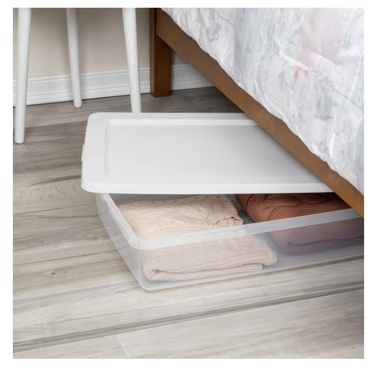Sterilite 41 Quart Storage Box, Clear Plastic Storage Bin with Snap-on Lid
