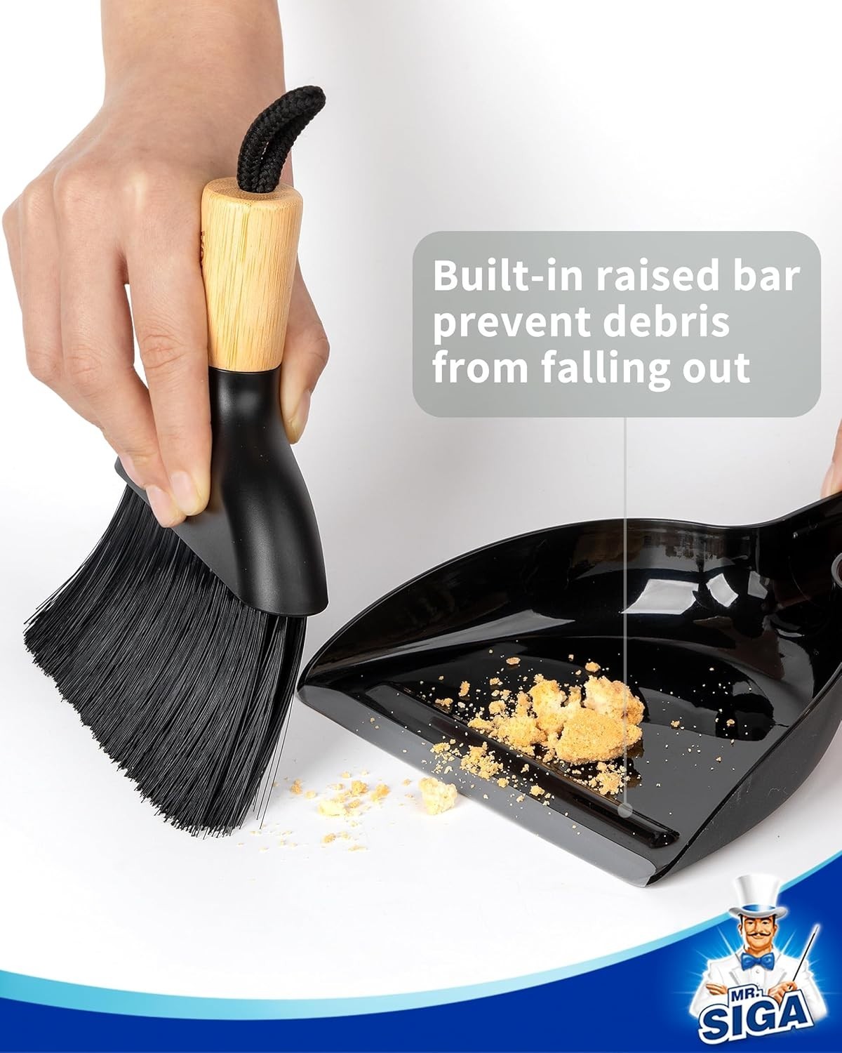 Eco-Friendly Mini Dustpan and Brush Set with Bamboo Handle – Perfect for Quic…
