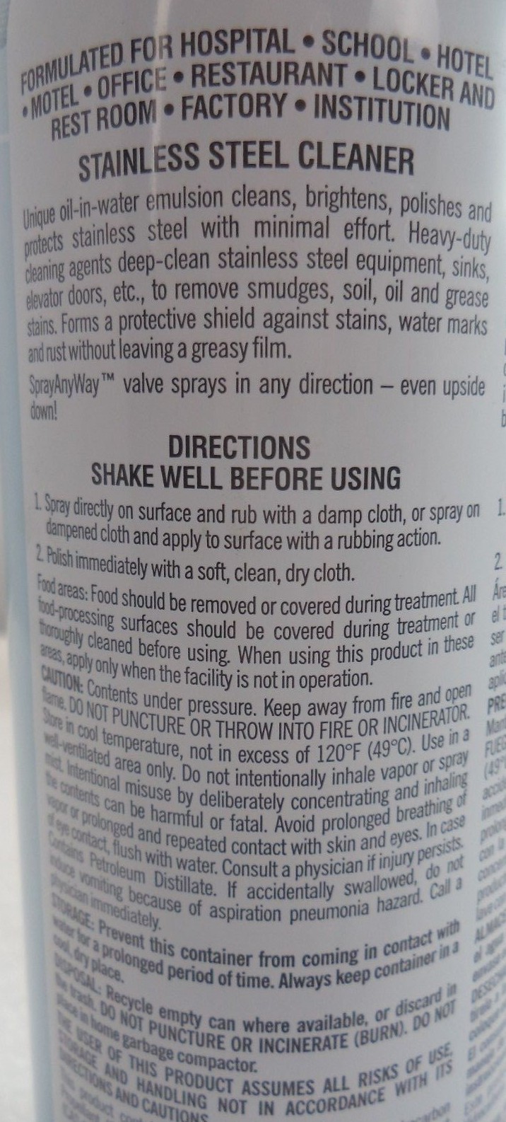 18 oz. SprayPAK Stainless Steel Cleaner, pn 4334111