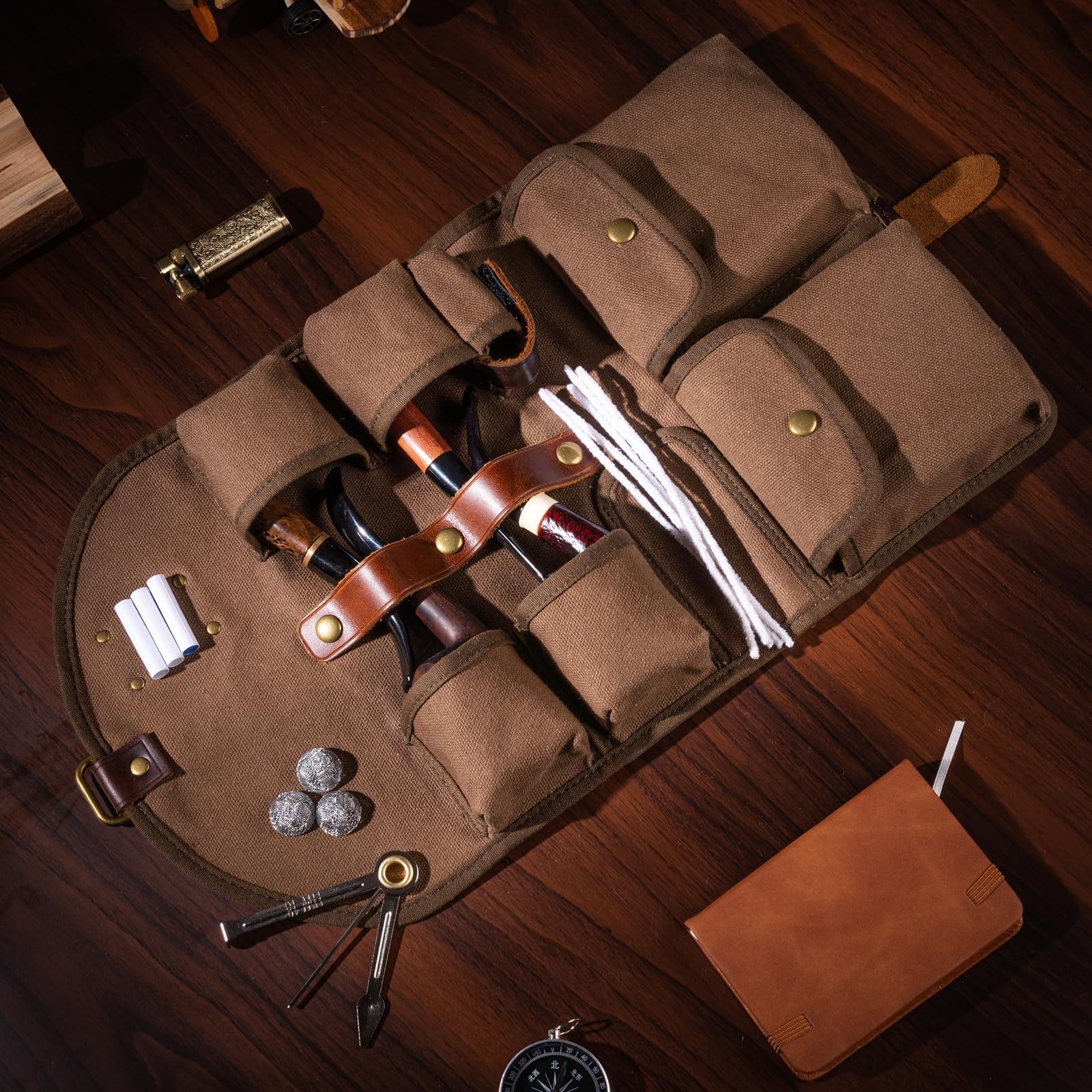 MrPyer Waxed Canvas 16.34″ x 9.65″ (unfolded), x 6.06″ (folded), Brown