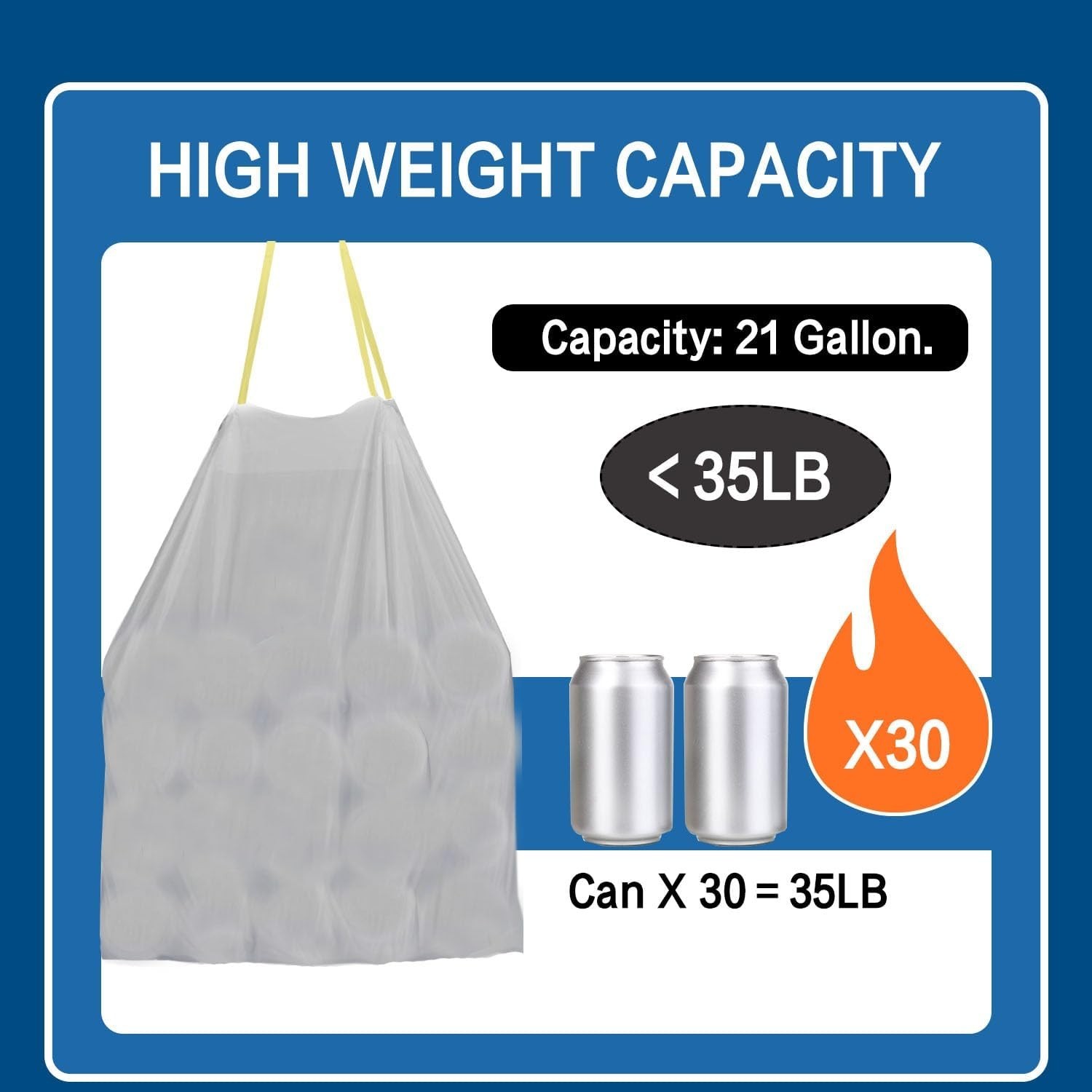 Large Trash Bags, Big Tall Heavy Duty 21 Gallon Drawstring Trash Bags 1.0 MIL 30