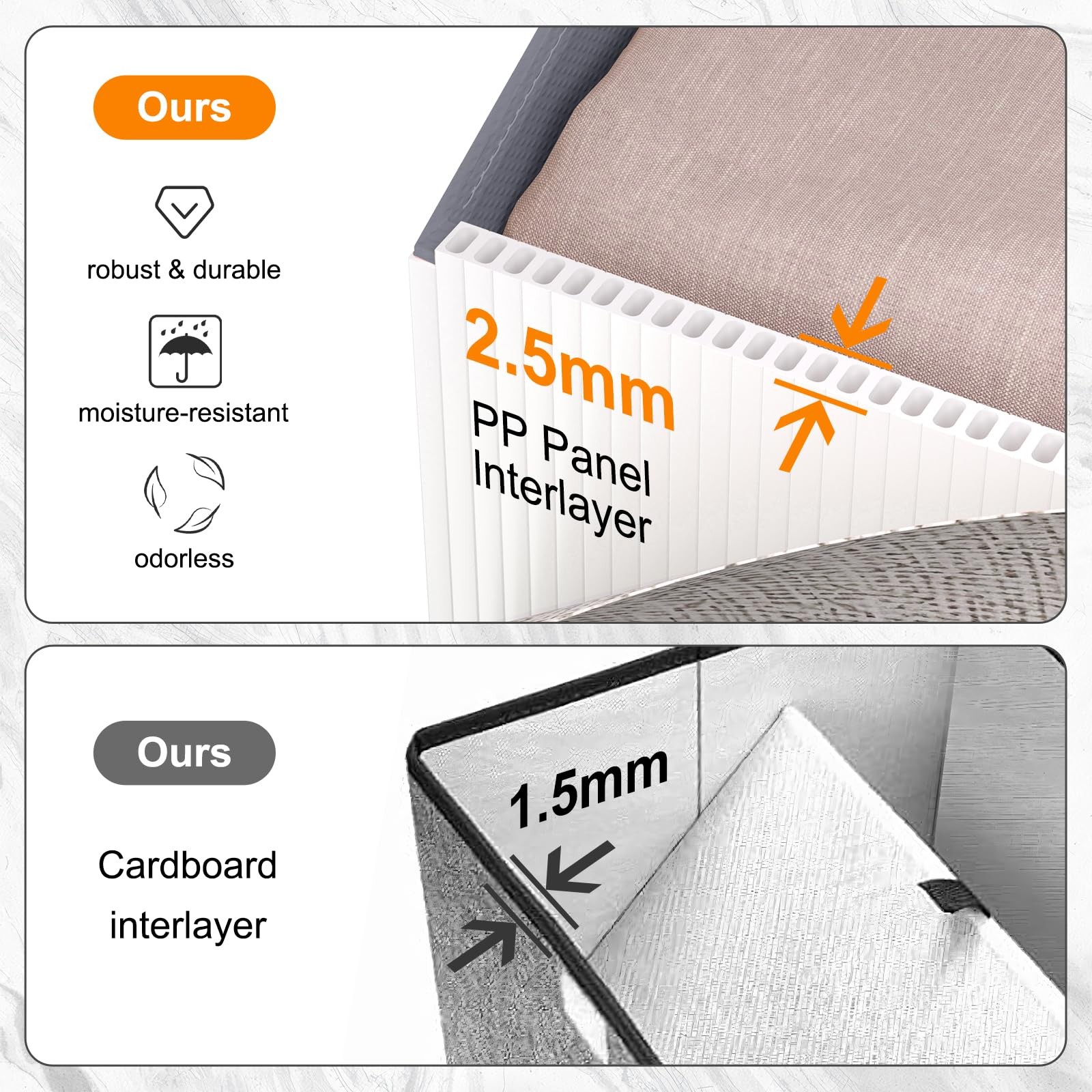 6 PCS Beige Large Trapezoid Fabric Closet Storage Bins Divider Cubes Box