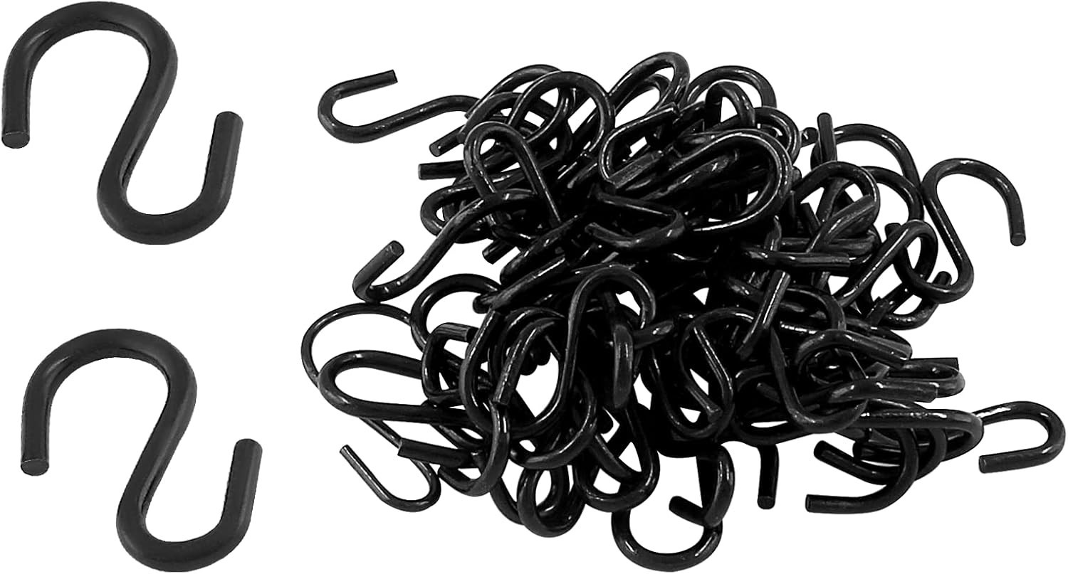 Metal S Hooks, Black Pcs, S Shaped, 0.75′ 0.75” Length, 1.8mm Thickness 60