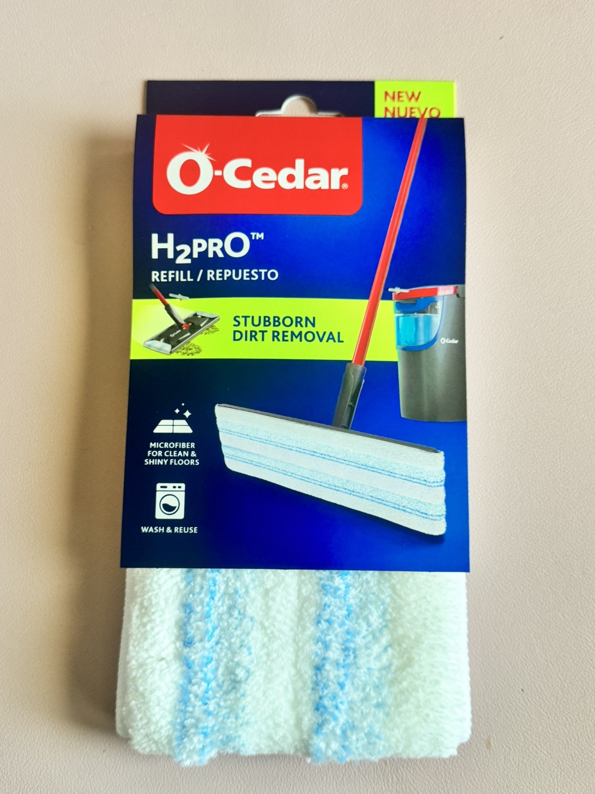New O-Cedar H2prO Flat Mop Microfiber Refill Machine Washable Reusable 1 pack