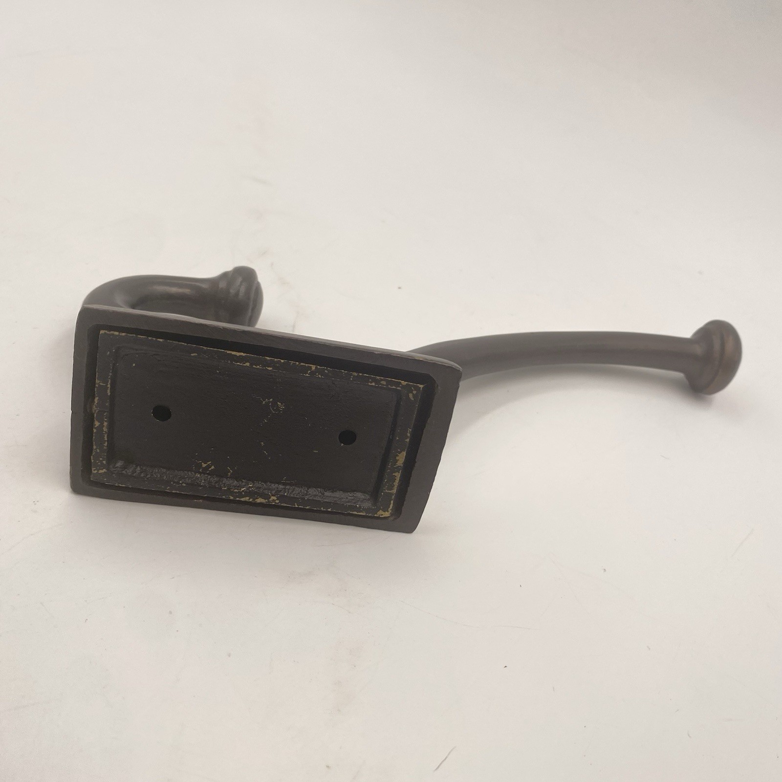 NEW Pottery Barn PITTED BRONZE METAL WALL HOOK 8” Oversized Dual Coat Robe NOS