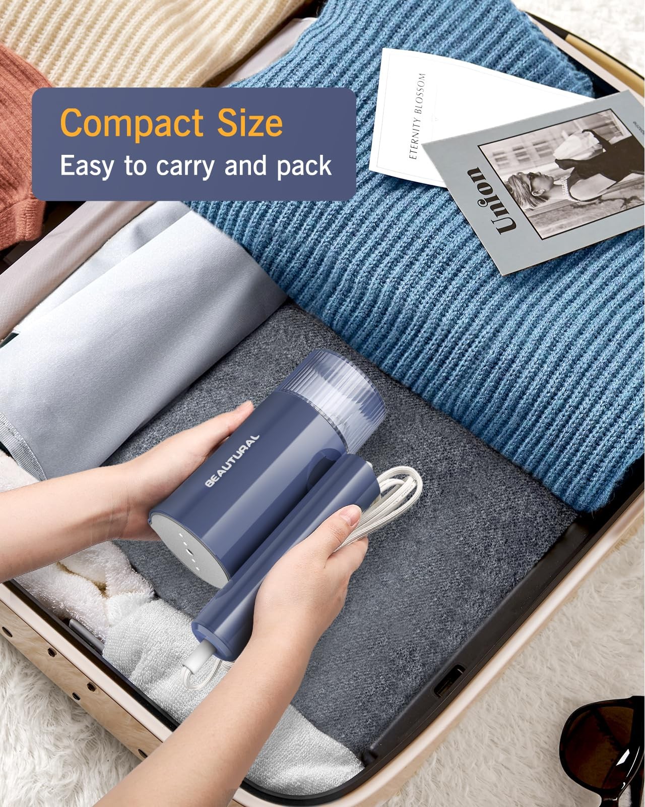 Foldable Handheld Clothes Steamer, 30-Sec Fast Heat-up, 120V Use Only, Travel
