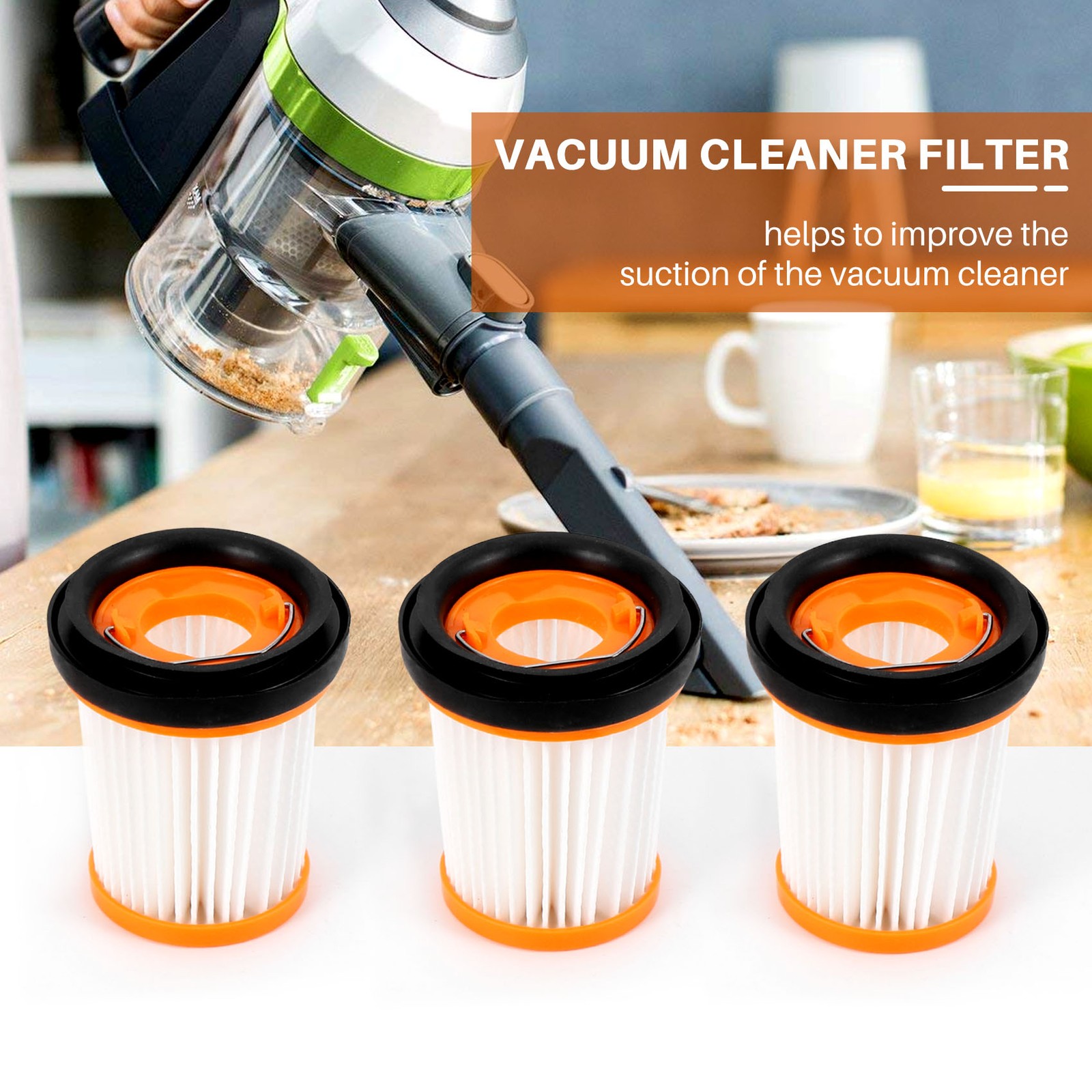 3Pcs Filters for Ion W1 Cordless Handheld Vacuum Wv200 Wv201 Wv205 Parts J4B9