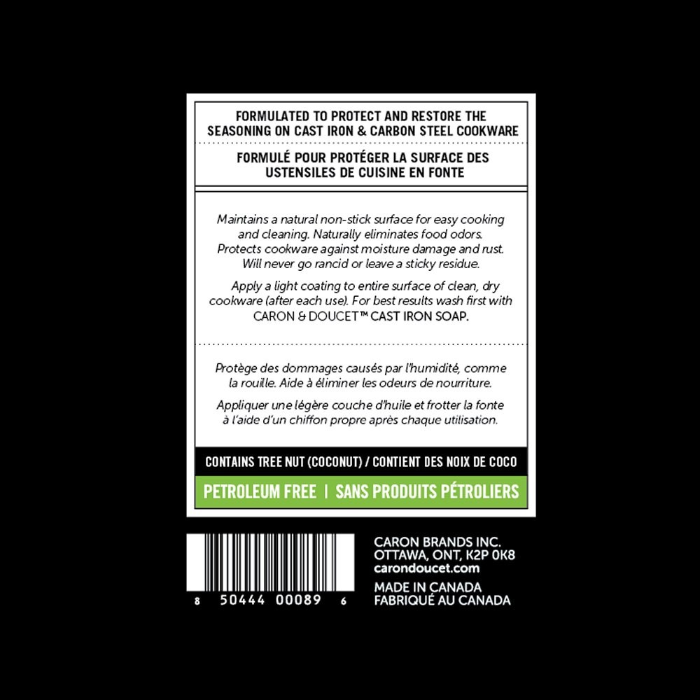 CARON & DOUCET – Cast Iron Seasoning & Cleaning 8 Fl Oz (Pack of 1), Clear