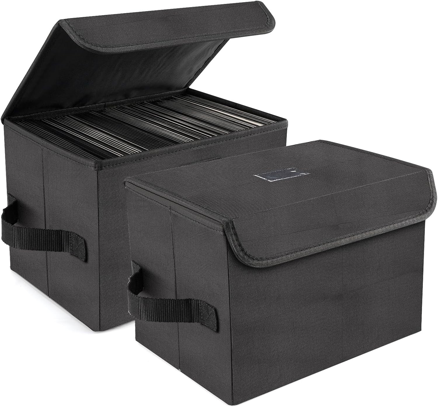7-Inch Vinyl Storage Box, Set of 2 Stackable Case with Lid | Durable Nylon, Hold