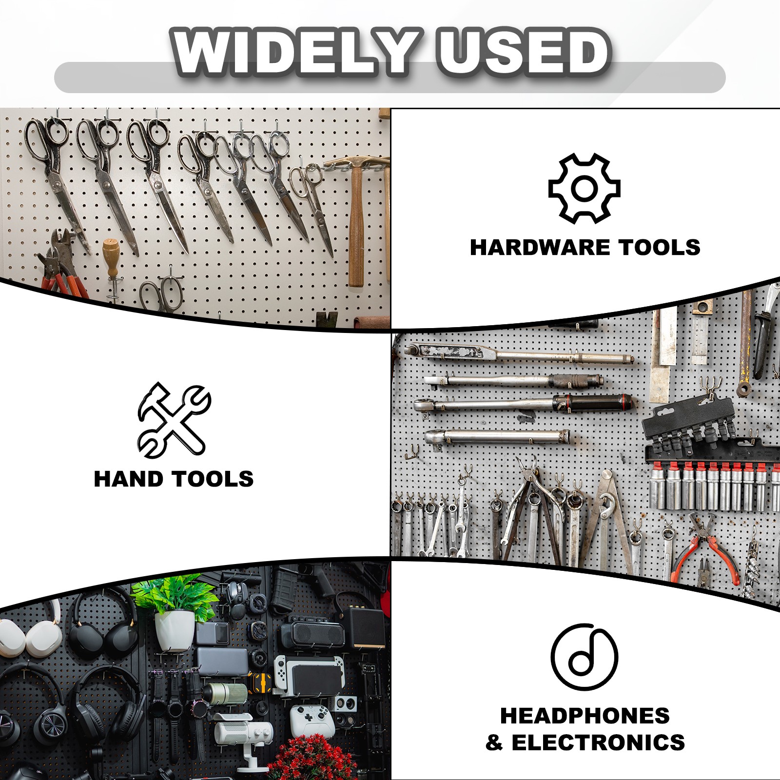 20 Pcs Pegboard Hooks, 7.9″ Peg Board Hooks Kit, Silver Tone (1mm)