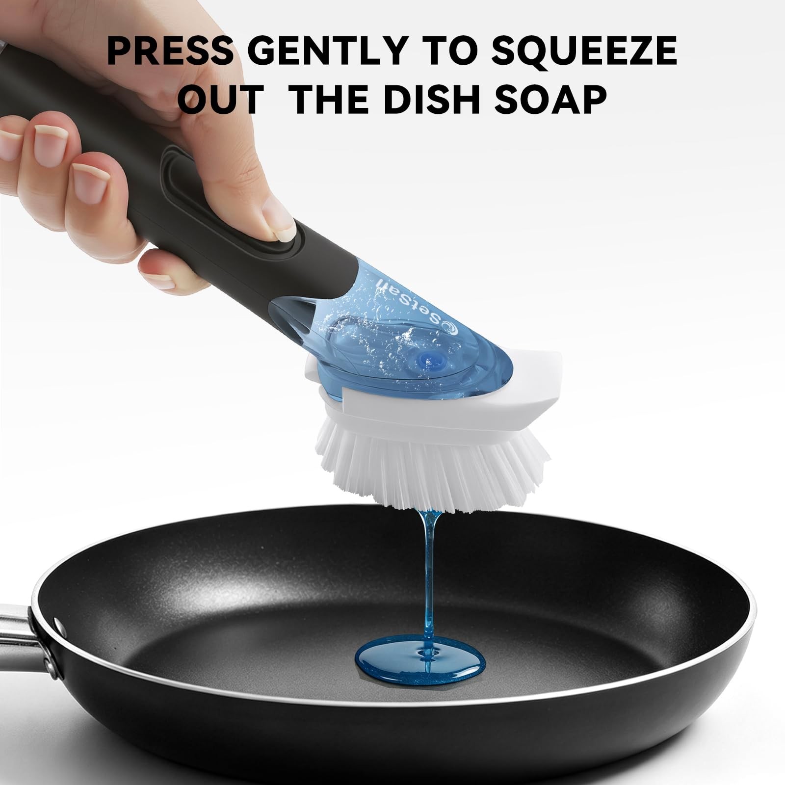 SetSail Dish Brush with Soap Dispenser, Stiff Bristles Scrubber Set Black
