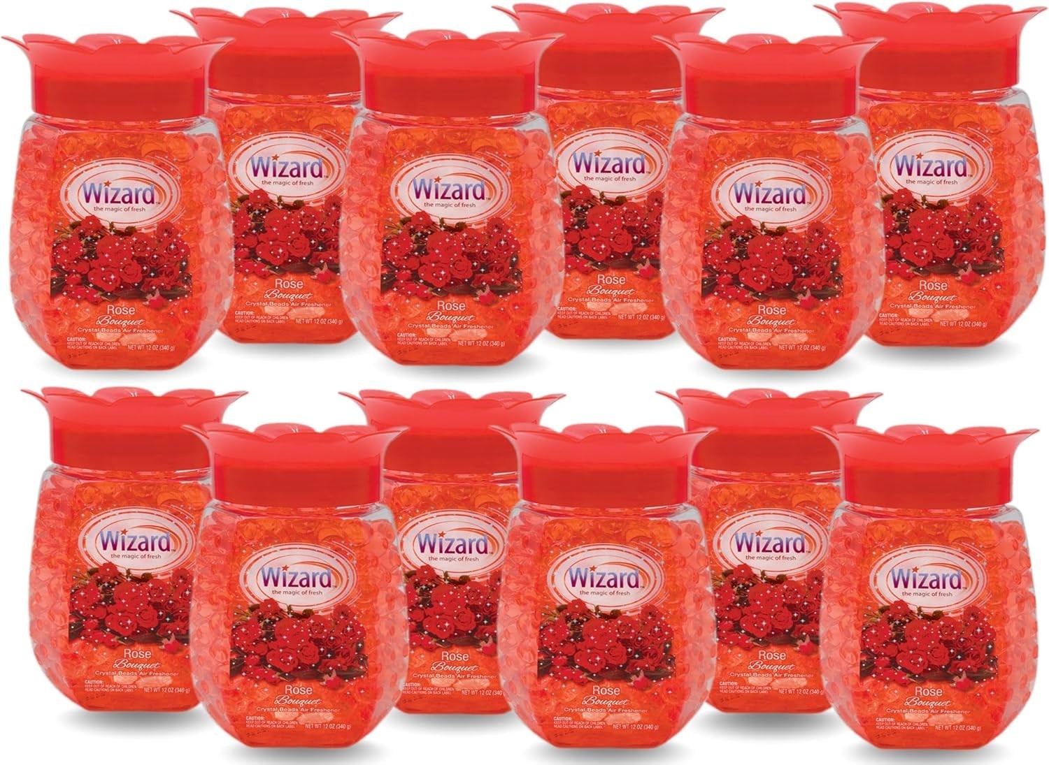 PACK OF 12 – WIZARD Odor Eliminator Gel Beads (12 oz each) – Rose Bouquet