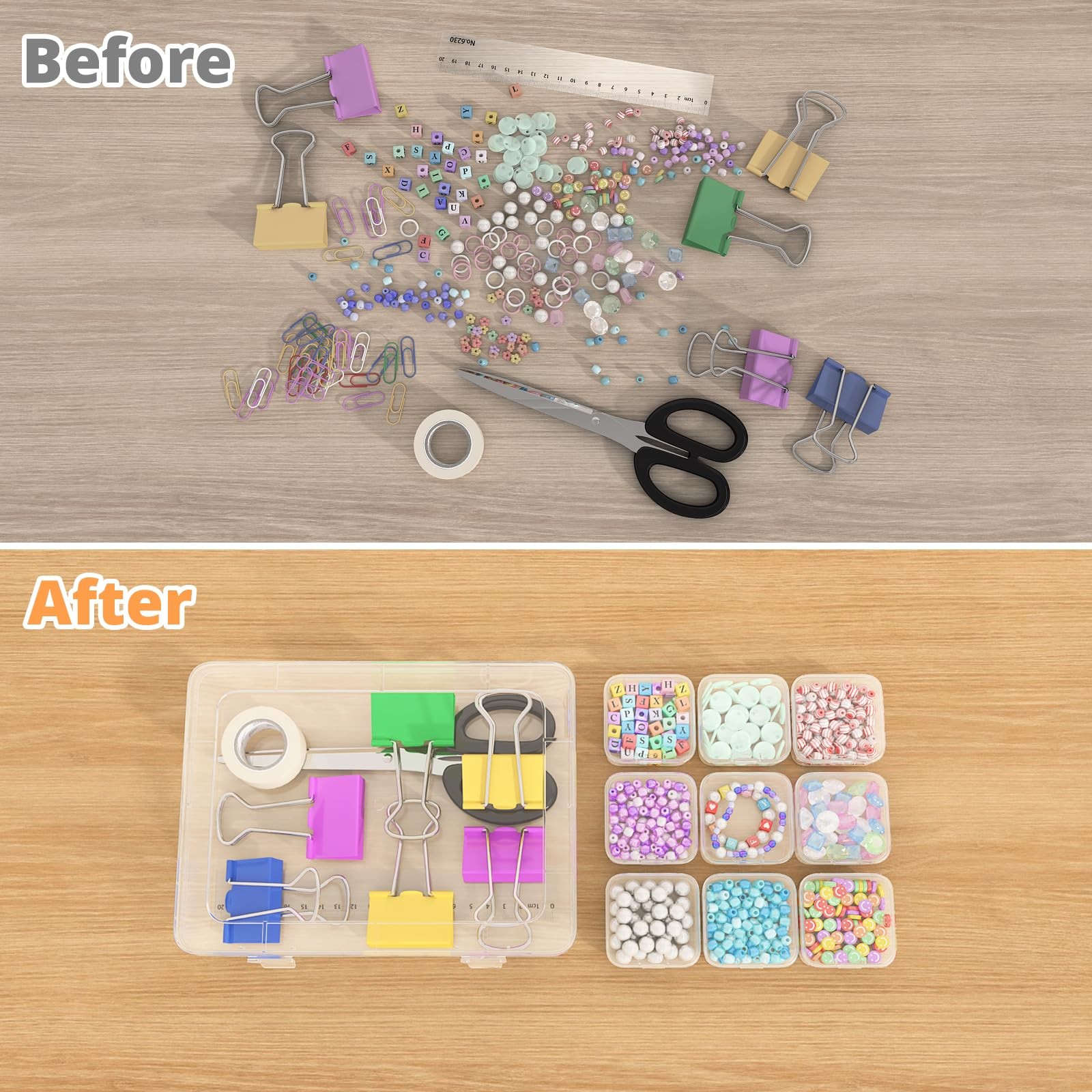 Mathtoxyz Bead Organizer Box, 30Pcs Small Beads Organizers Clear – 1P,